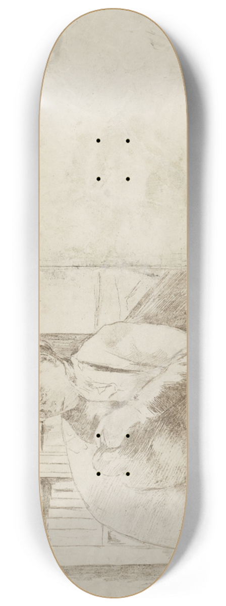 Mary Cassatt - Knitting in the Library (verso) 8.25 inch art skate deck