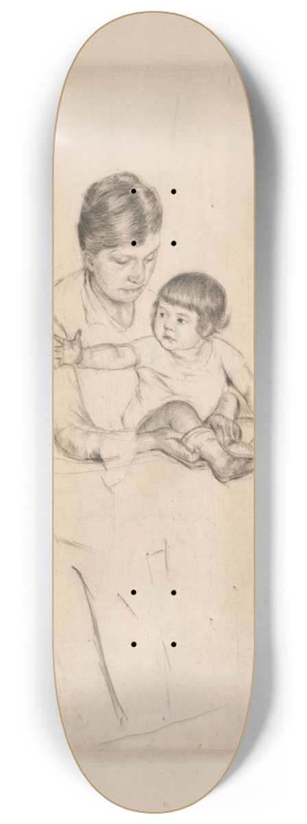 Mary Cassatt - The stocking 8.25 inch art skate deck