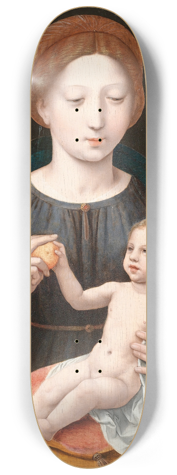 Master of the Female Half-Lengths - The Virgin And Child With An Apple And An Open Book 8.25 inch art skate deck