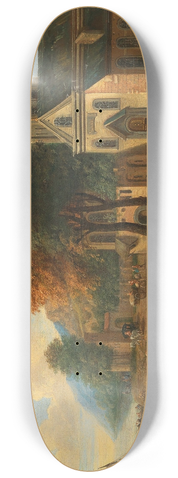 Mathys Schoevaerdts - Coastal landscape with fishermen unloading their catch 8.25 inch art skate deck