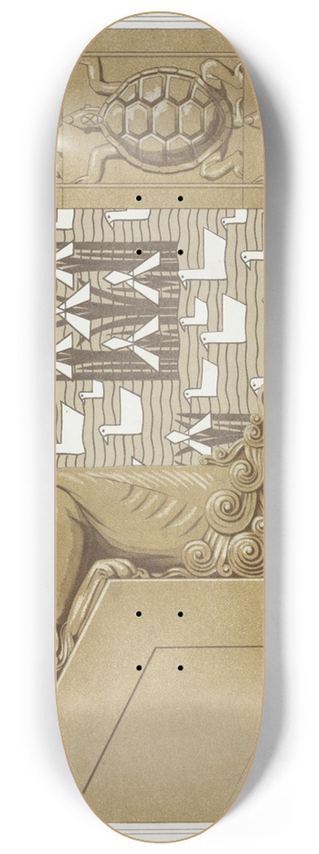Maurice Pillard Verneuil - Lion, dpart de rampe en pierre pour en escalier monumental. Tortues, carreaux grs. Canards et iris, tenture pour chambre denfant. 8.25 inch art skate deck