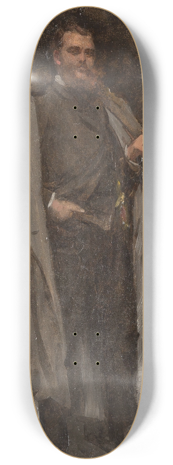 Max Johann Bernhard Koner - Portrait of a gentleman in fur-trimmed coat 8.25 inch art skate deck