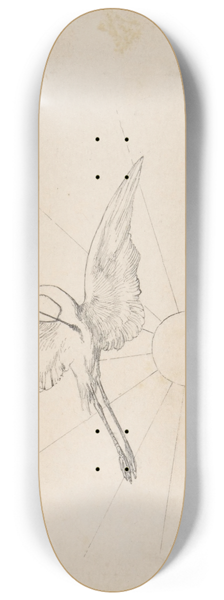 Max Klinger - Wounded Crane with an Arrow in its Breast Before Setting Sun 8.25 inch art skate deck