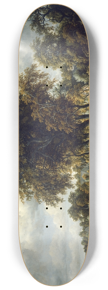 Meindert Hobbema - A Wooded Landscape; the Path on the Dyke 8.25 inch art skate deck
