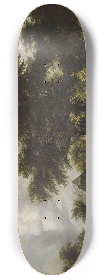 Meindert Hobbema - Wooded Landscape with a Watermill 8.25 inch art skate deck