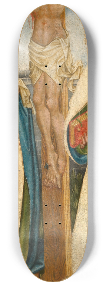 Meister des Friedrichsaltars - Christus am Kreuz zwischen den Assistenzfiguren Maria und Johannes 8.25 inch art skate deck