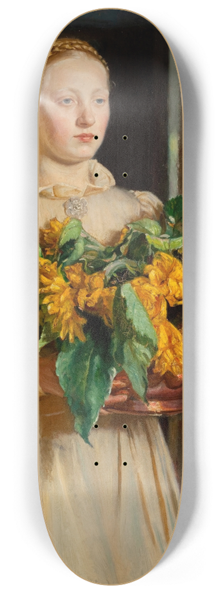 Michael Ancher - Girl with Sunflowers (1893) 8.25 inch art skate deck
