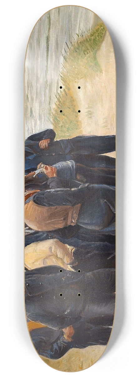 Michael Ancher - Skagensfiskere p stranden skuer ud over havet 8.25 inch art skate deck