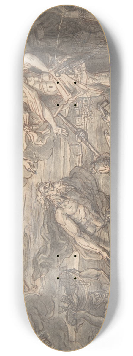 Michel Corneille the younger - Neptune and other Marine Deities Paying Homage to Louis XIV 8.25 inch art skate deck