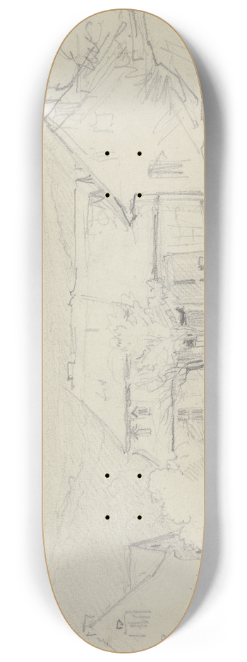 Anton Burger - A village 8.25 inch art skate deck