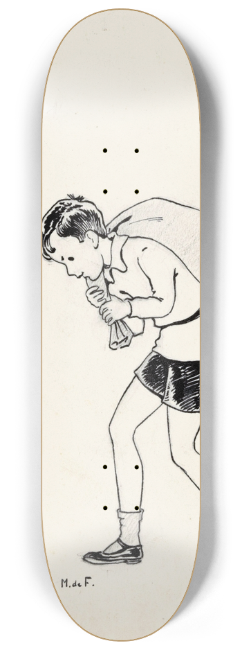 Miep de Feijter - Jongen met een zak op de rug 8.25 inch art skate deck