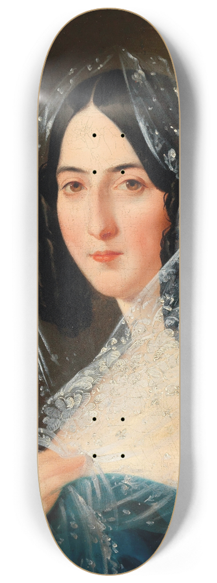 Mihael Stroj - Portrait of a Lady with White Lace Veil 8.25 inch art skate deck