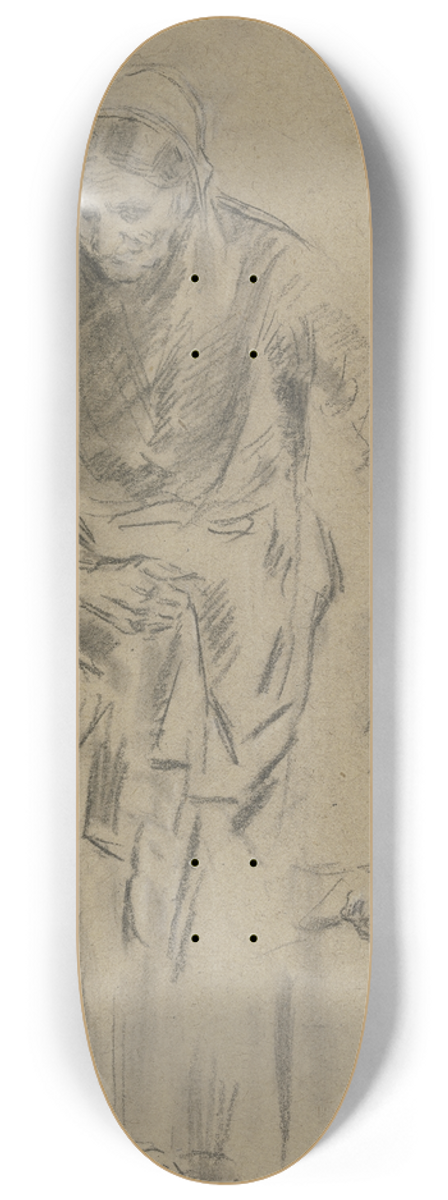 Anton Burger - Farm woman with basket over her arm 8.25 inch art skate deck