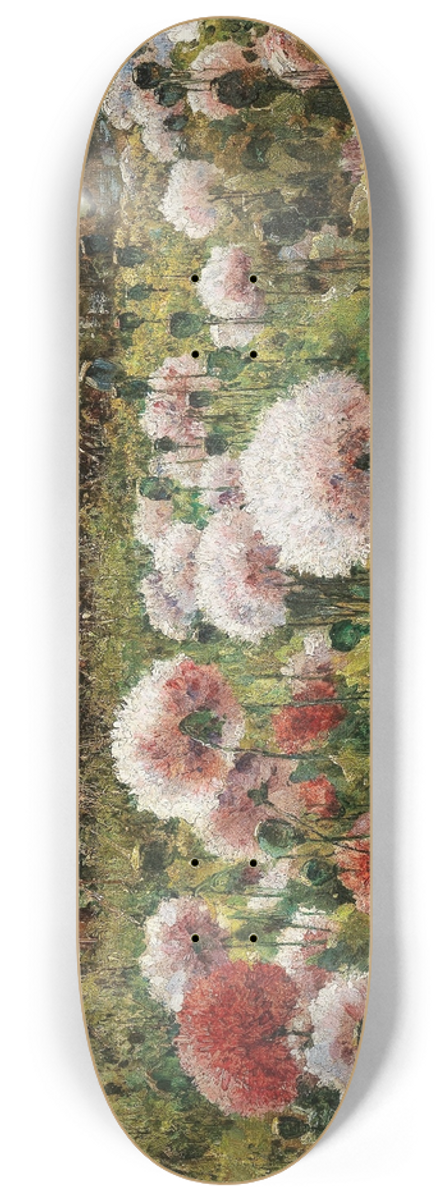 Mikhail Andreevich Berkos - A Blossoming Garden with Poppies 8.25 inch art skate deck