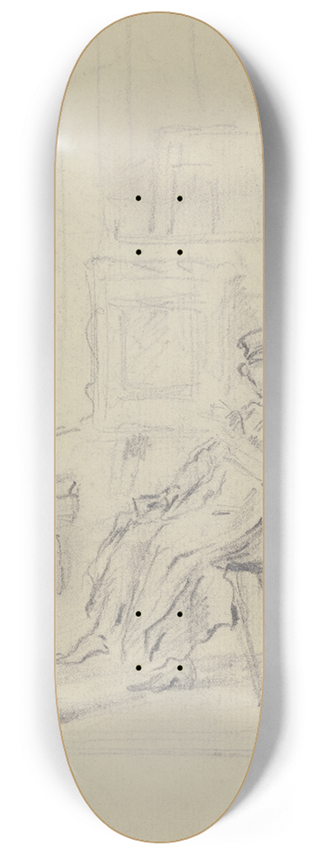 Anton Burger - In seiner Werkstatt sitzender Mann, rauchend 8.25 inch art skate deck