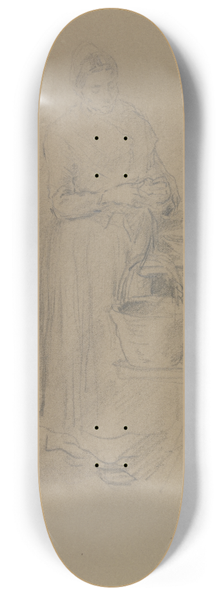 Anton Burger - Kartoffeln schlende Bauersfrau, neben ihr sitzend ein Mann 8.25 inch art skate deck