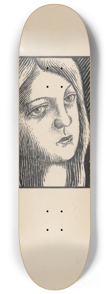 Mikul Galanda - Hlava zamyslenej eny s dlhmi vlasmi 8.25 inch art skate deck