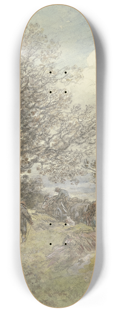 Anton Burger - Landschaft mit Jger und holzaufladendem Bauer 8.25 inch art skate deck