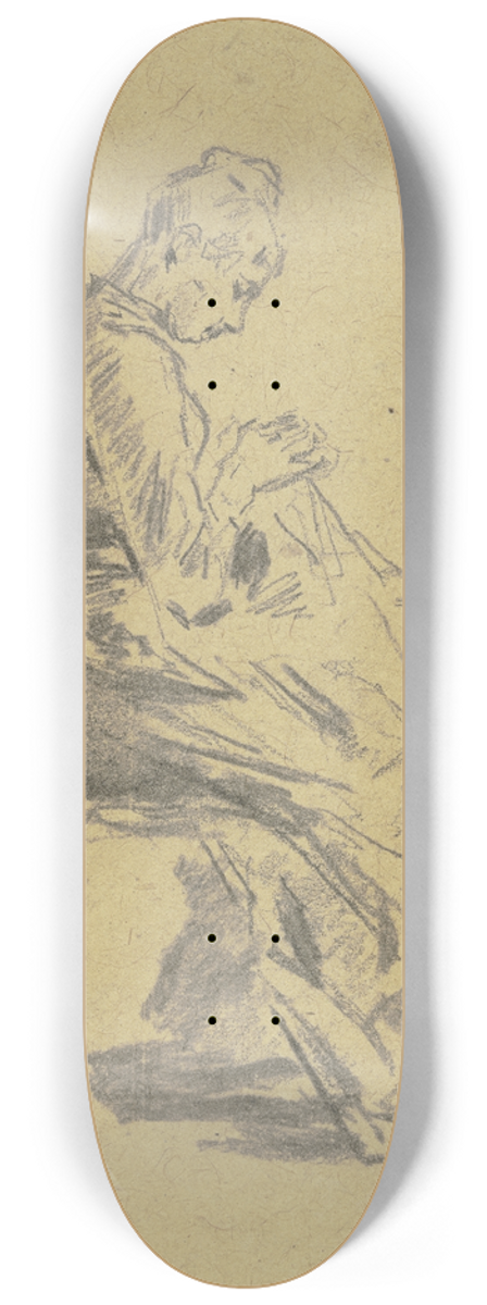 Anton Burger - Sitting woman 8.25 inch art skate deck