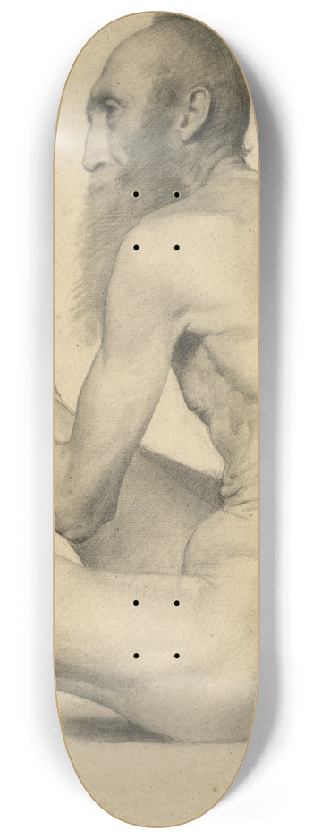 mile-Jules Pichot - Nude Study of an Old Man 8.25 inch art skate deck