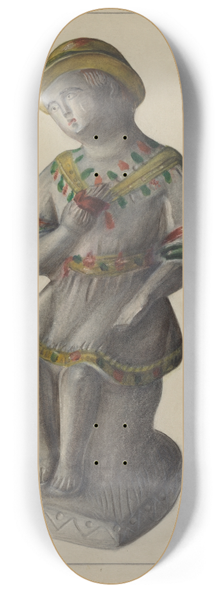 Mina Lowry - Pa. German Chalkware Shepherd Boy 8.25 inch art skate deck