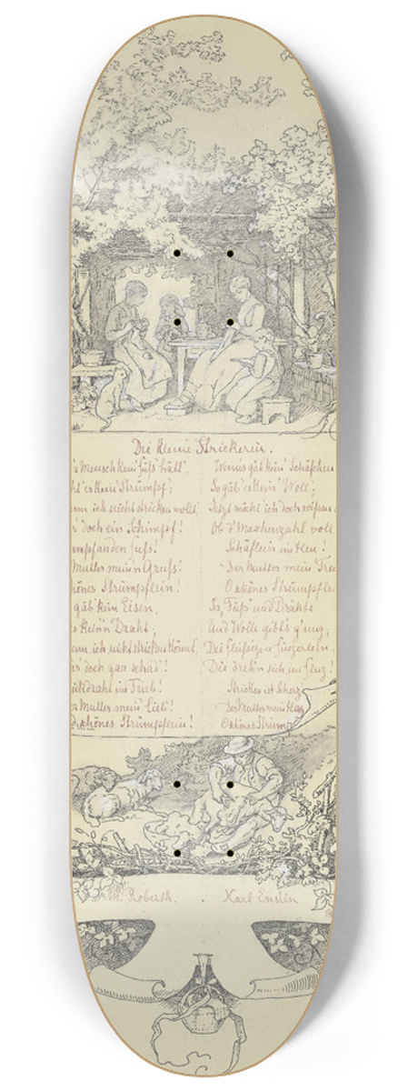 Minna Roberth - Die kleine Strickerin 8.25 inch art skate deck