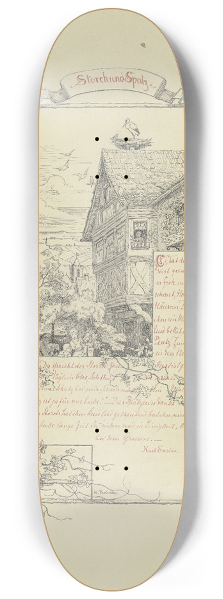 Minna Roberth - Storch und Spatz 8.25 inch art skate deck