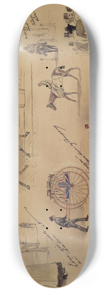 Moritz Ledeli - Wiener Typen 1883 (Skizzen von der Ringstrae) 8.25 inch art skate deck
