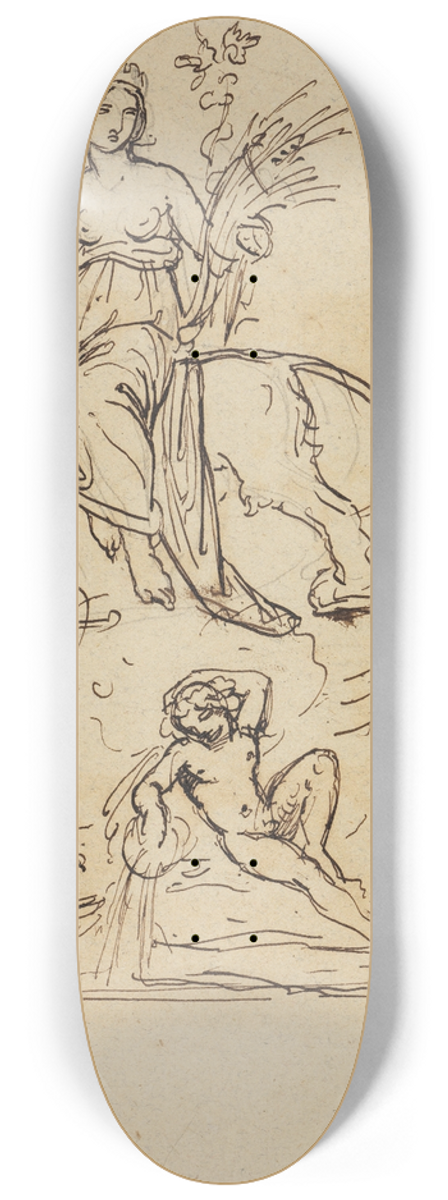 Moritz von Schwind - Kybele und Skizze zur Insel Andros 8.25 inch art skate deck