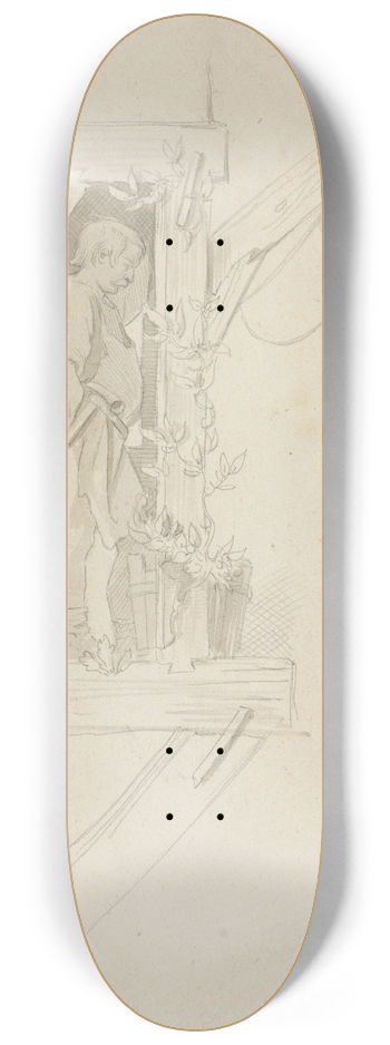 Moritz von Schwind - Moritz von Schwind auf dem Baugerst 8.25 inch art skate deck