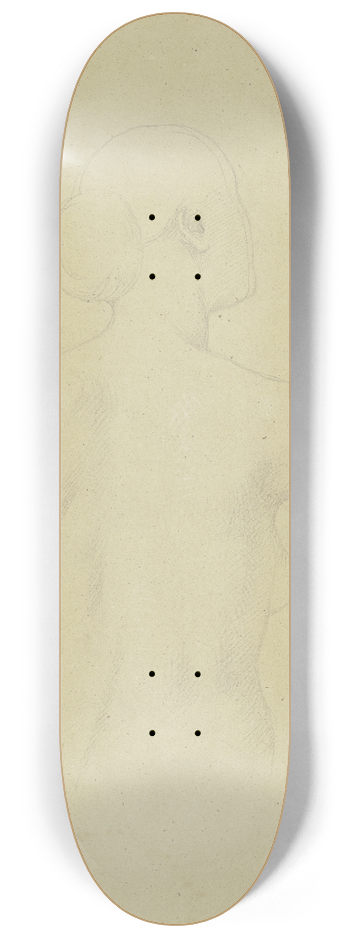 Moritz von Schwind - Weiblicher Rckenhalbakt, daneben Wiederholung des Kopfes (Personifikation des Flsschens Schulter) 8.25 inch art skate deck