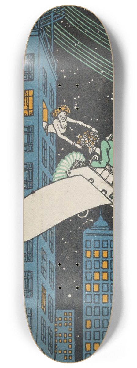 Moriz Jung - Tte  Tte on the 968th Floor of a Skyscraper (Tte  Tte am Wolkenkratzer 968 Etage) 8.25 inch art skate deck