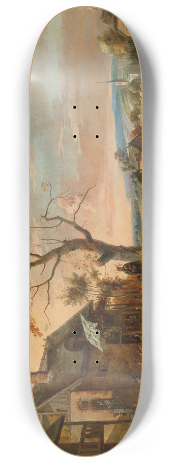 Anton Goubau - A village scene (kermis) with dancing peasants 8.25 inch art skate deck