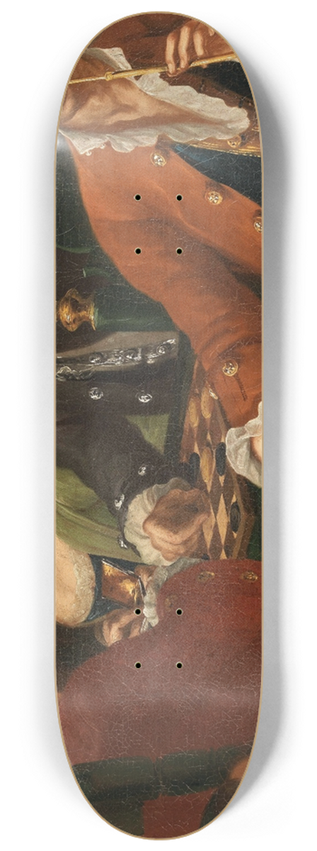 Neapolitan School - Two Gentlemen And A Lady Playing Chess While They Are Robbed 8.25 inch art skate deck