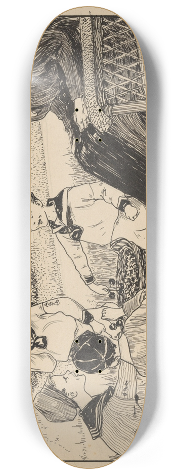 Nelly Spoor - Vier jongens eten kersen op een veld 8.25 inch art skate deck