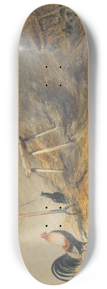 Newton Limbird Smith Fielding - A Cat and Chickens 8.25 inch art skate deck