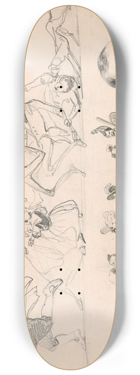 Nicaise De Keyser - Head of a Man and Caricatures 8.25 inch art skate deck
