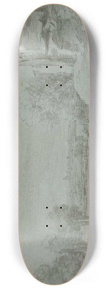 Nicholas Thomas Dall - Landscape with Castle 8.25 inch art skate deck