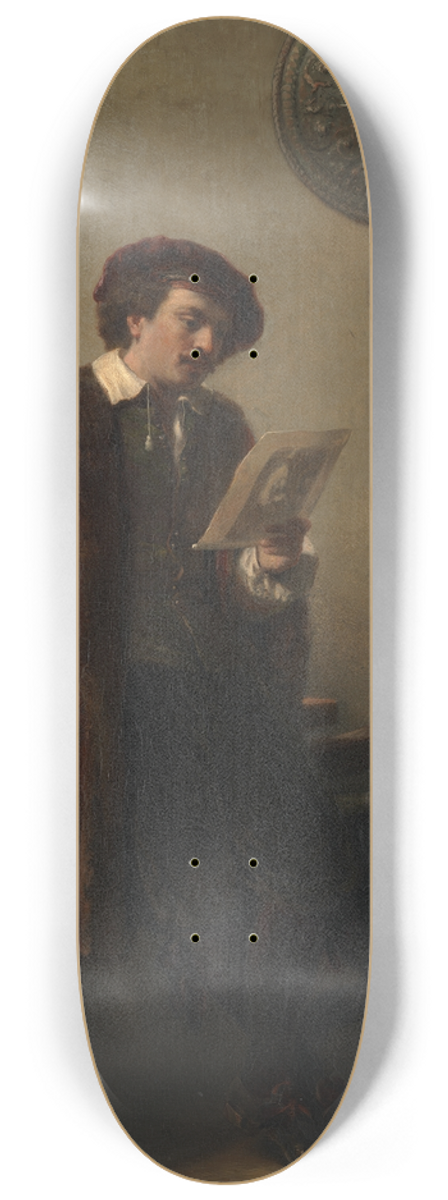 Nicolaas Pieneman - Rembrandt in his studio 8.25 inch art skate deck