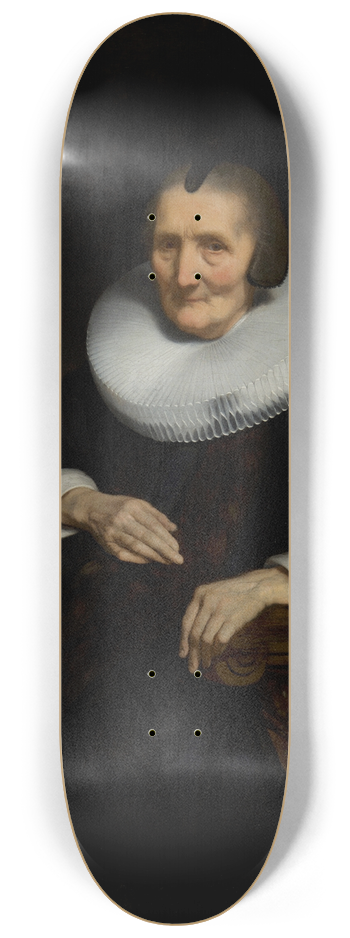 Nicolaes Maes - Portrait of Margaretha de Geer (1583-1672) 8.25 inch art skate deck