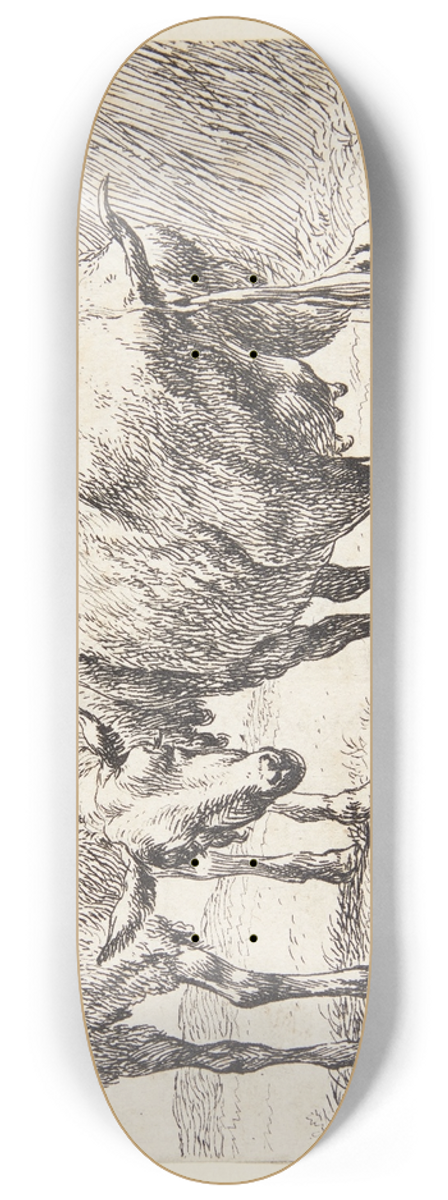 Nicolaes Pietersz. Berchem - Et stende og et pissende fr 8.25 inch art skate deck