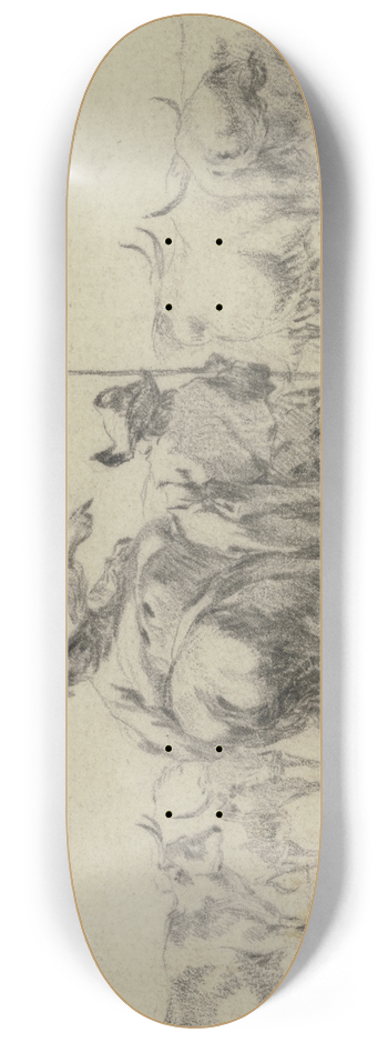 Nicolaes Pietersz. Berchem - Hirtin zu Pferde, zwei Hirten zu Fu, bei einer Kuhherde 8.25 inch art skate deck