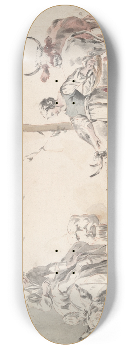 Nicolaes Pietersz. Berchem - Peasants Going toMarket 8.25 inch art skate deck