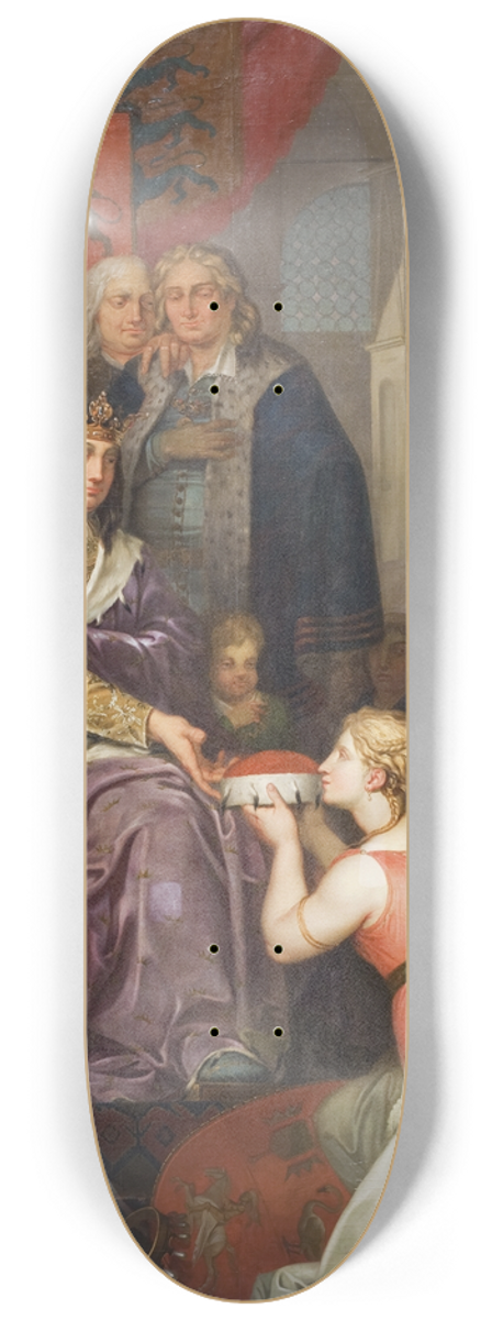 Nicolai Abildgaard - Christian I Proclaiming Holstein a Duchy in 1474. Painted for Christiansborg Castle 8.25 inch art skate deck
