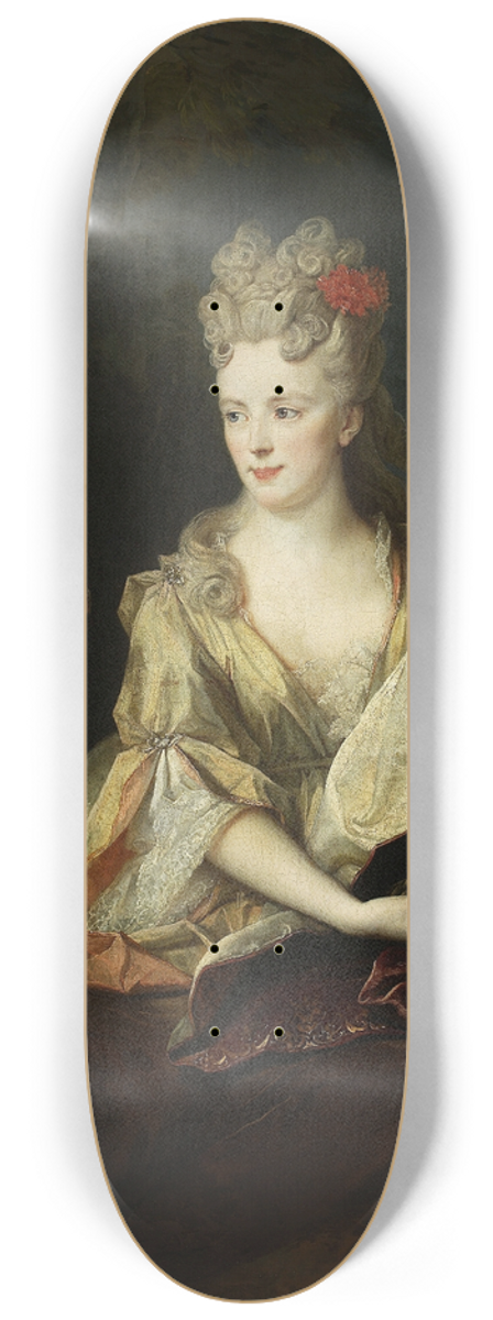 Nicolas de Largillire - Portrait of a lady with a dog and a monkey 8.25 inch art skate deck