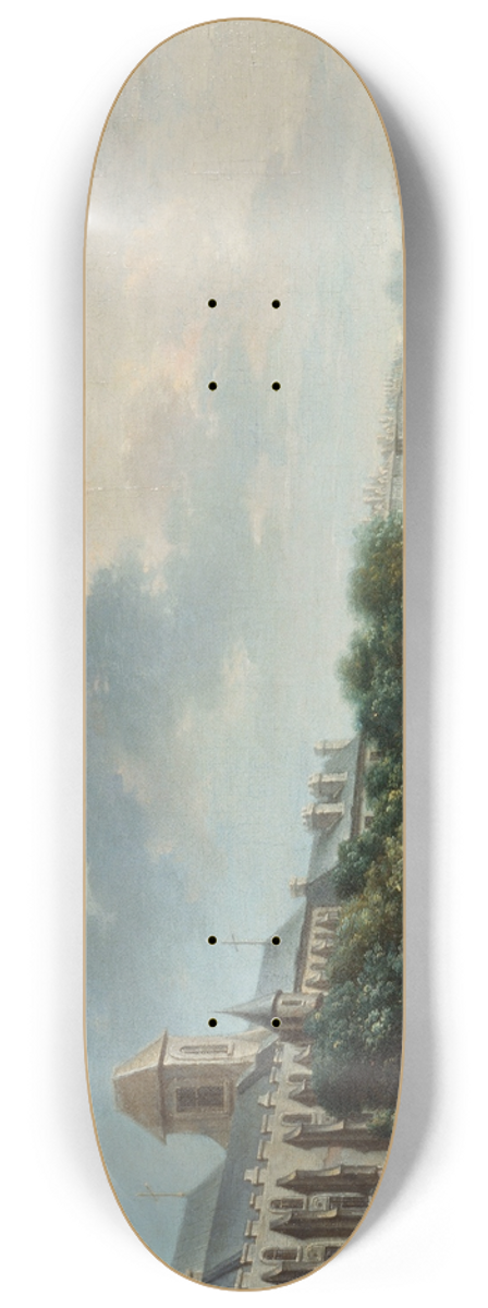 Nicolas Jean-Baptiste Raguenet - Le Palais de larchevch, vue de la rive gauche 8.25 inch art skate deck