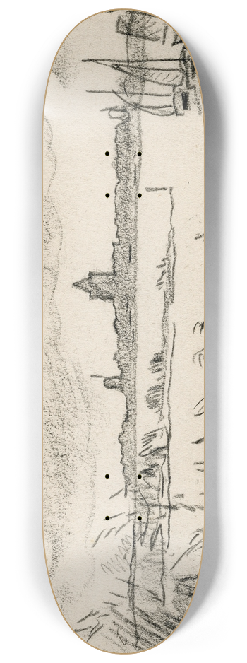 Adolf le Comte - Gezicht op dorp aan een meer 8.25 inch art skate deck