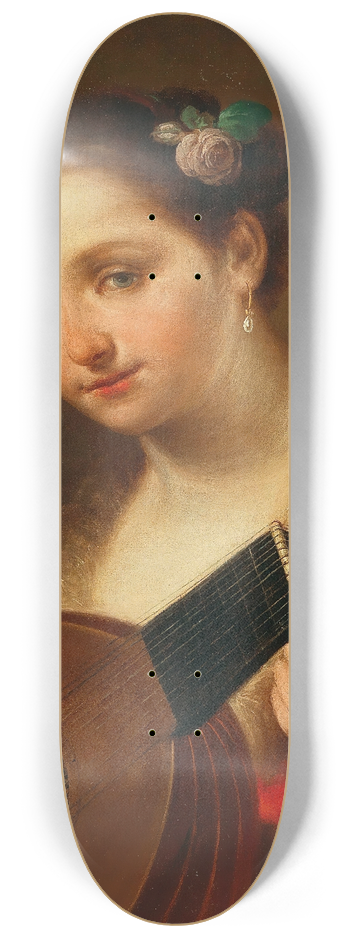 Antonio Beccadelli - A Young Woman With Lute 8.25 inch art skate deck