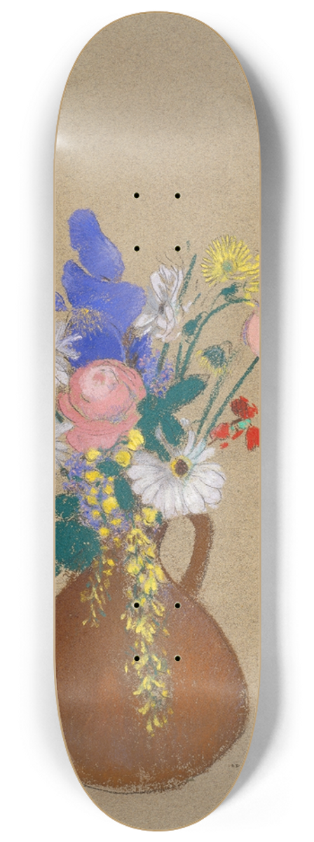 Odilon Redon - Blumenstrau in brauner Tonvase 8.25 inch art skate deck