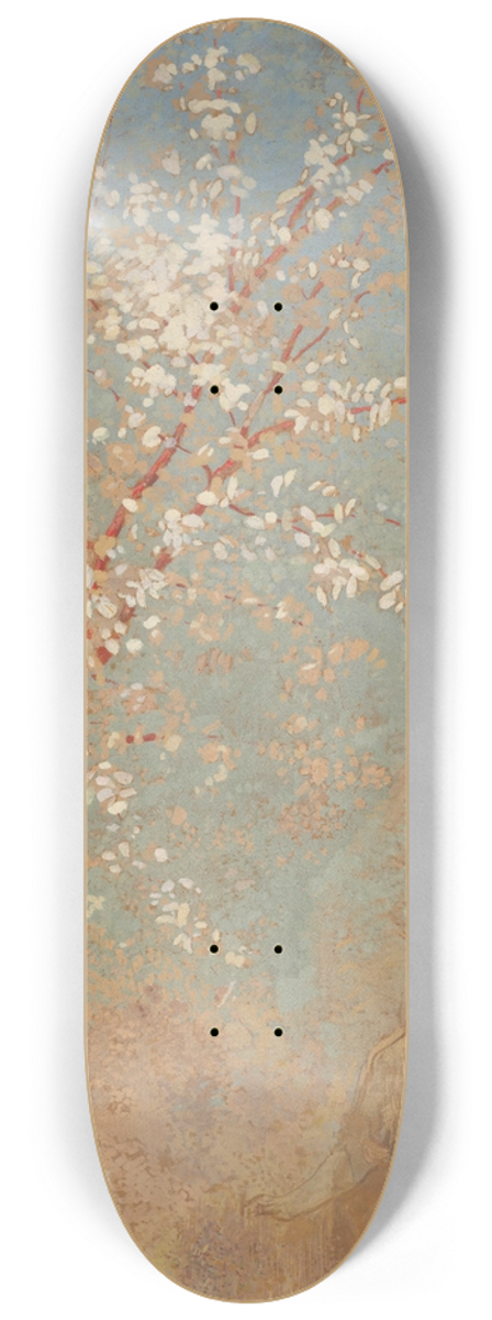 Odilon Redon - Figure under a blossoming tree 8.25 inch art skate deck